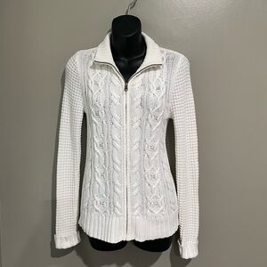 Ralph Lauren White Zip Up Sweater